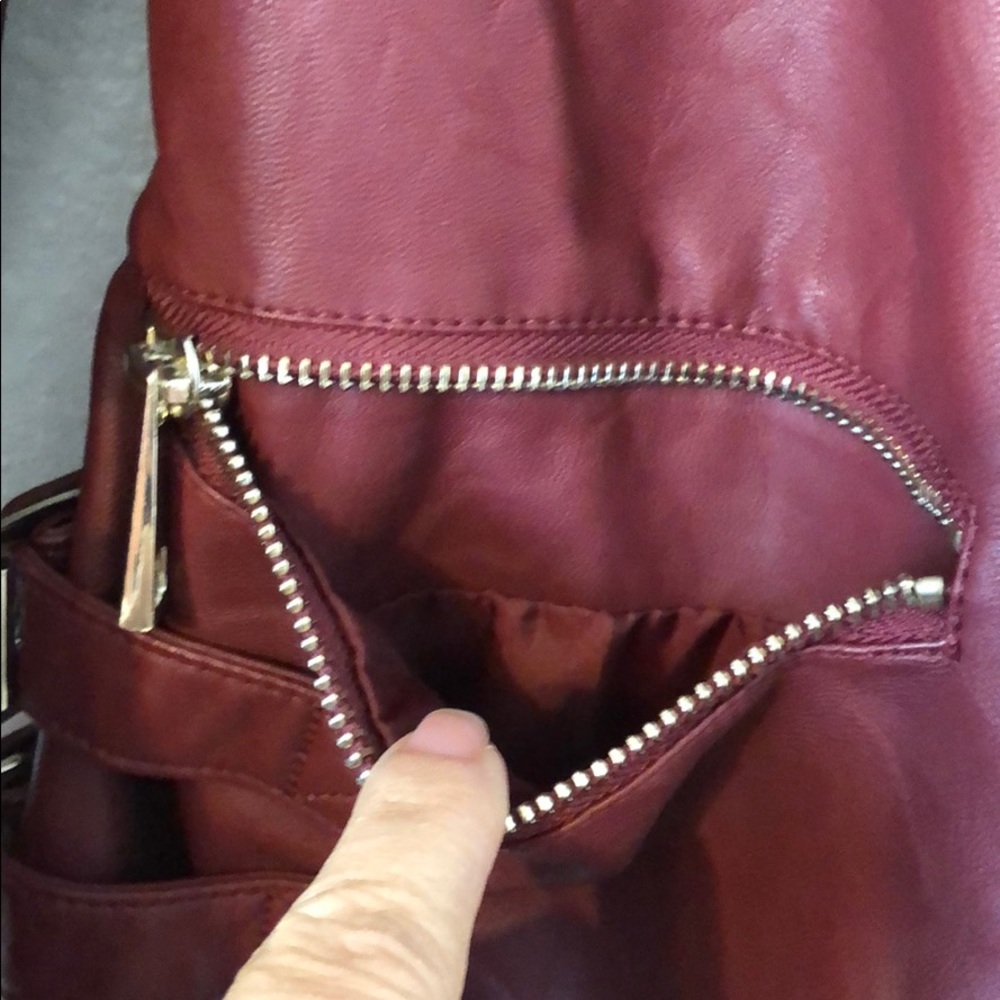 a.n.a Wine Faux Leather Moto Jacket NWOT - Picture 7 of 8